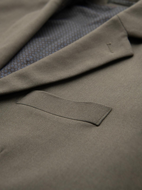 Ombre Clothing Elegantné pánske sako z vlnenej zmesi Khaki Ombre Oblečenie