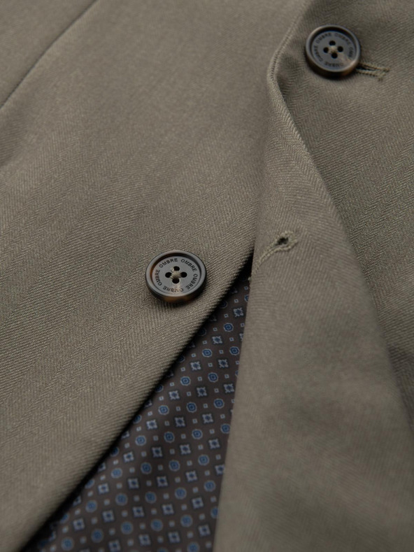 Ombre Clothing Elegantné pánske sako z vlnenej zmesi Khaki Ombre Oblečenie