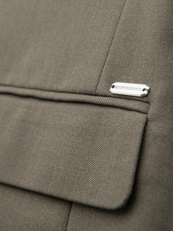 Ombre Clothing Elegantné pánske sako z vlnenej zmesi Khaki Ombre Oblečenie