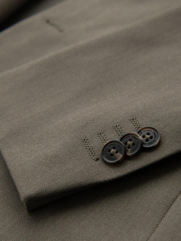 Ombre Clothing Elegantné pánske sako z vlnenej zmesi Khaki Ombre Oblečenie