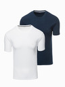 Ombre Clothing Súprava troch pánskych bavlnených tričiek BASIC s okrúhlym výstrihom Ombre Clothing
