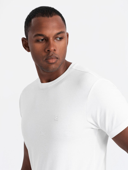Ombre Clothing Súprava troch pánskych bavlnených tričiek BASIC s okrúhlym výstrihom Ombre Clothing
