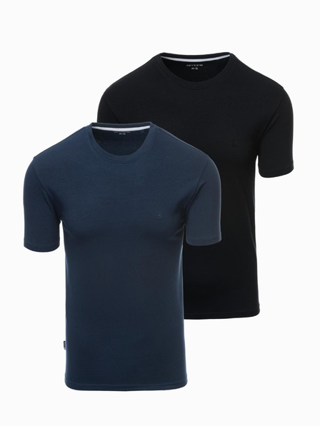 Ombre Clothing Súprava troch pánskych bavlnených tričiek BASIC s okrúhlym výstrihom Ombre Clothing