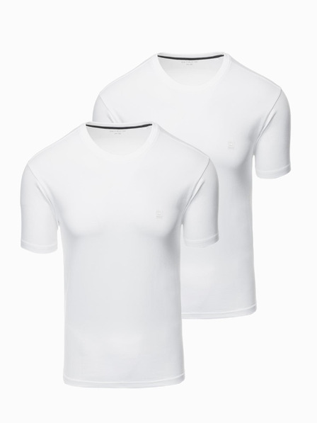 Ombre Clothing Súprava troch pánskych bavlnených tričiek BASIC s okrúhlym výstrihom Ombre Clothing