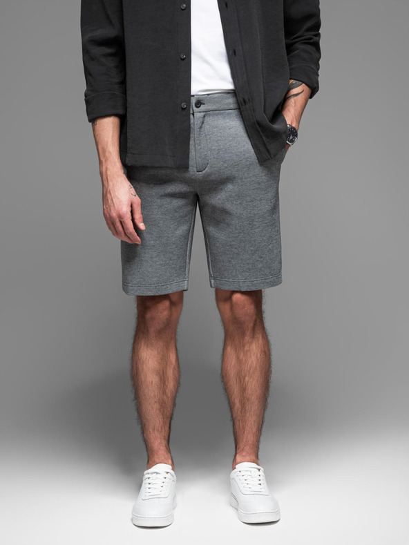 Ombre Clothing Pánske bavlnené teplákové šortky BASIC šedé Oblečenie Ombre