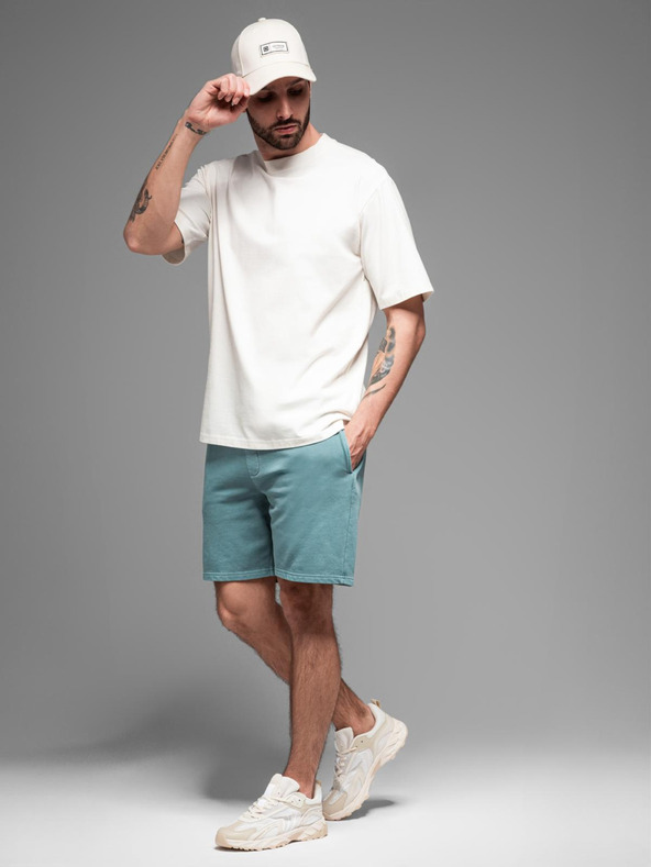 Ombre Clothing Pánske bavlnené teplákové šortky BASIC modré Ombre Oblečenie