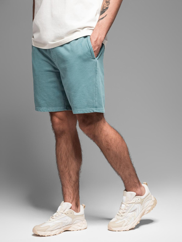 Ombre Clothing Pánske bavlnené teplákové šortky BASIC modré Ombre Oblečenie