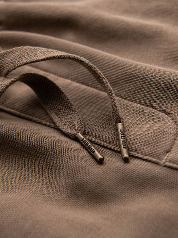 Ombre Clothing Pánske bavlnené teplákové šortky BASIC hnedé Ombre Oblečenie