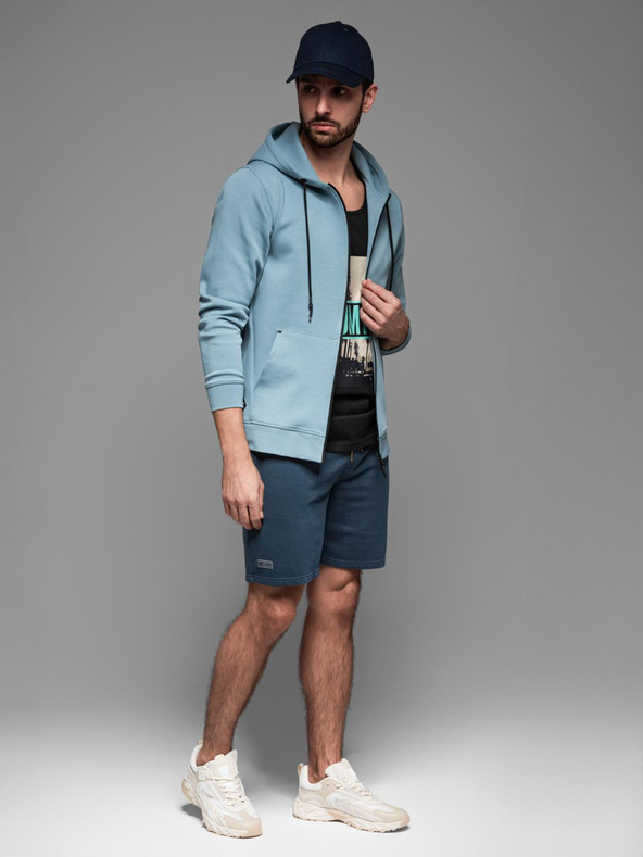 Ombre Clothing Pánske bavlnené teplákové šortky BASIC modré Ombre Oblečenie