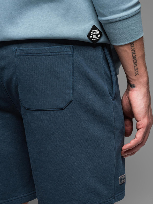 Ombre Clothing Pánske bavlnené teplákové šortky BASIC modré Ombre Oblečenie