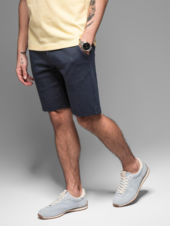 Ombre Clothing Pánske bavlnené teplákové šortky BASIC modré Ombre Oblečenie