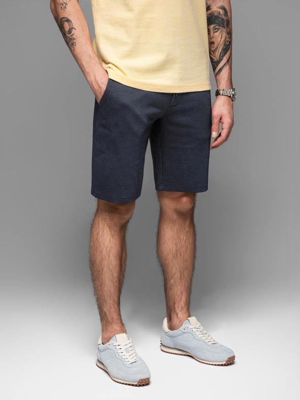 Ombre Clothing Pánske bavlnené teplákové šortky BASIC modré Ombre Oblečenie