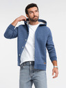 Ombre Clothing Pánska mikina s kapucňou na gombíky modrá Ombre Clothing