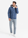 Ombre Clothing Pánska mikina s kapucňou na gombíky modrá Ombre Clothing