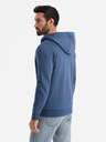 Ombre Clothing Pánska mikina s kapucňou na gombíky modrá Ombre Clothing