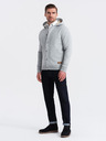 Ombre Clothing Pánska mikina s kapucňou na gombíky - sivá melanž V2 OM-SSZP-0186 Ombre Oblečenie