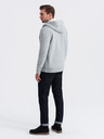 Ombre Clothing Pánska mikina s kapucňou na gombíky - sivá melanž V2 OM-SSZP-0186 Ombre Oblečenie