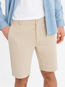 Ombre Clothing Pánske krátke šortky SLIM FIT v štruktúrovanom melanžovom úplete béžová Oblečenie Ombre