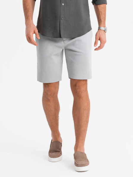 Ombre Clothing Pánske krátke šortky SLIM FIT štruktúrovaný melanžový úplet svetlo sivá Ombre Oblečenie