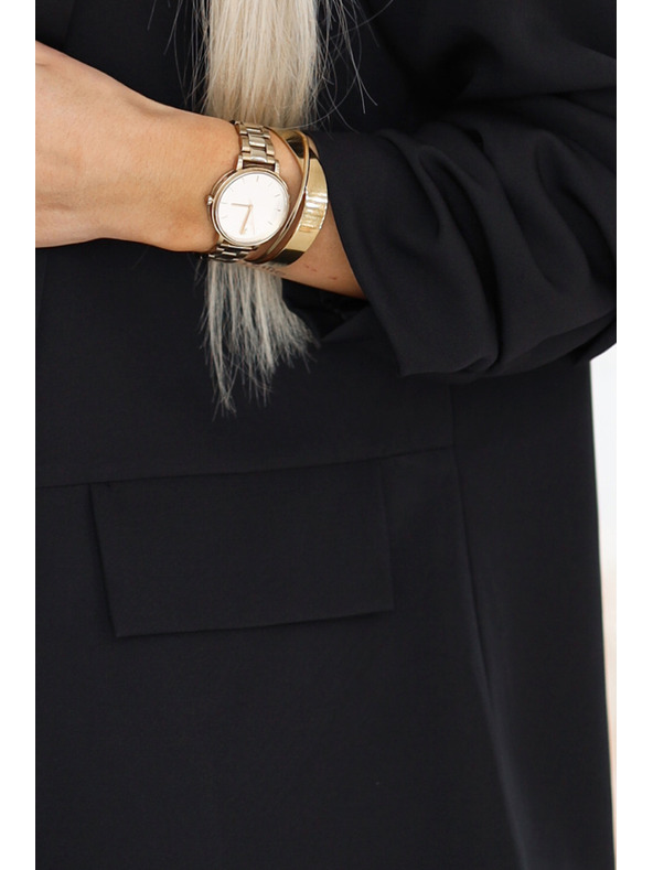 numoco Dámsky klasický kabát s nariasenými rukávmi - čierny