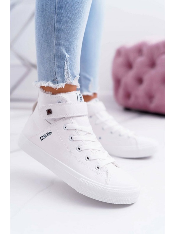 BIG STAR SHOES Zateplené kožené tenisky BIG STAR White Veľ: