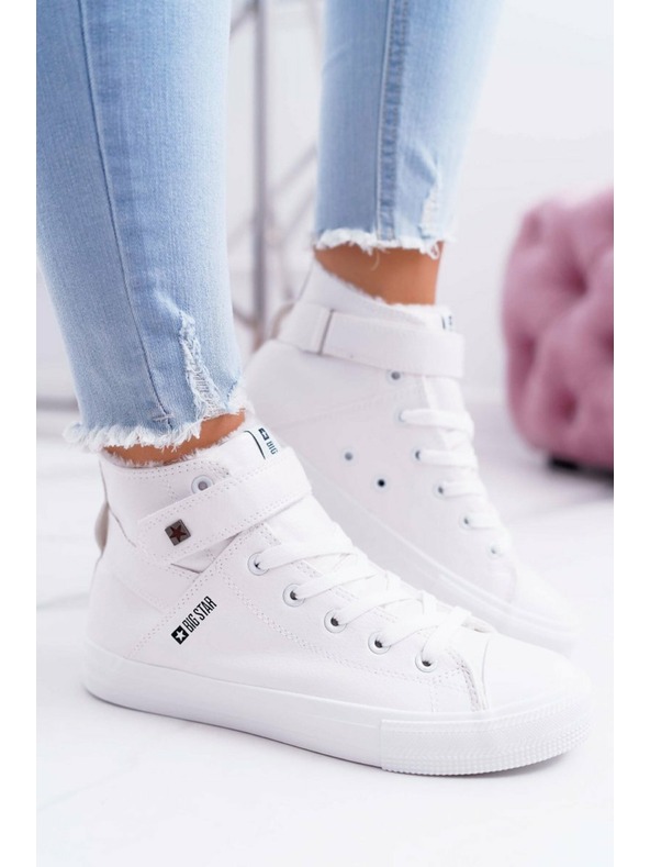 BIG STAR SHOES Zateplené kožené tenisky BIG STAR White Veľ: