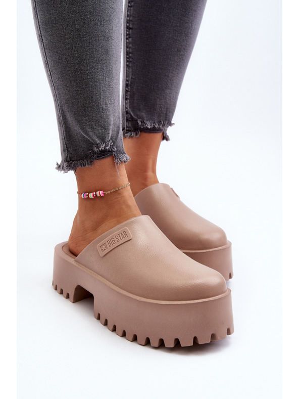 BIG STAR SHOES Dámske papuče na masívnej podrážke Big Star béžové