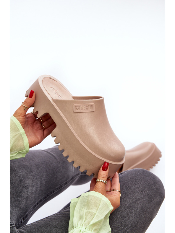 BIG STAR SHOES Dámske papuče na masívnej podrážke Big Star béžové