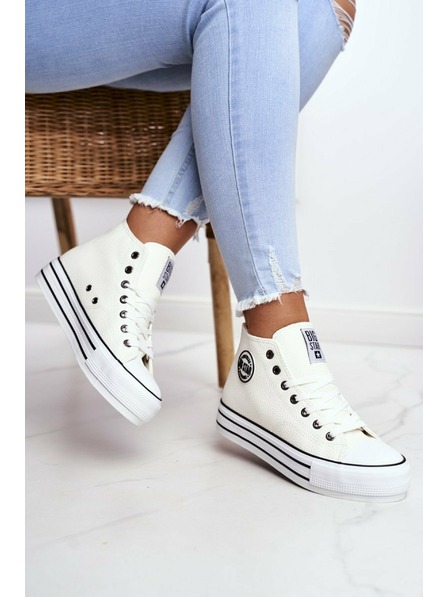 BIG STAR SHOES Dámske vysoké tenisky Big Star - biele