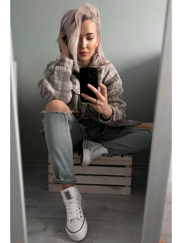 BIG STAR SHOES Dámske vysoké tenisky Big Star - biele