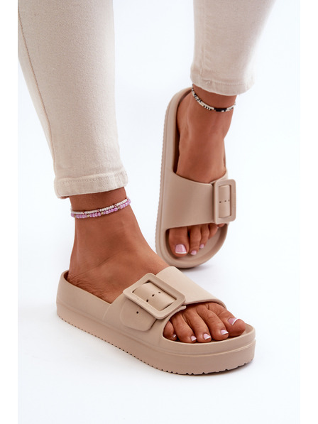 BIG STAR SHOES Dámske penové papuče na platforme s prackou Big Star béžové