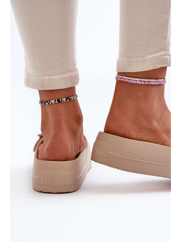 BIG STAR SHOES Dámske penové papuče na platforme s prackou Big Star béžové