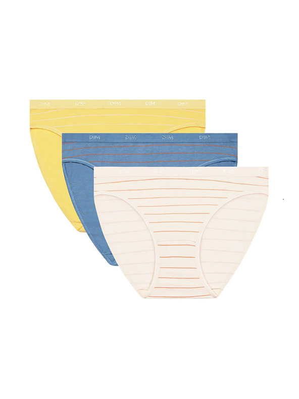 DIM Dámske bavlnené nohavičky 3 ks - svetlomodré - oranžové - žlté DIM