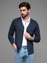 Ombre Clothing Pánsky pletený sveter so štruktúrovanými bodkami - tmavomodrý Oblečenie Ombre