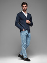 Ombre Clothing Pánsky pletený sveter so štruktúrovanými bodkami - tmavomodrý Oblečenie Ombre