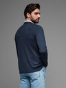 Ombre Clothing Pánsky pletený sveter so štruktúrovanými bodkami - tmavomodrý Oblečenie Ombre
