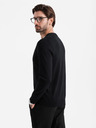 Ombre Clothing Pánsky pletený sveter so štruktúrovanými bodkami - tmavomodrý Oblečenie Ombre