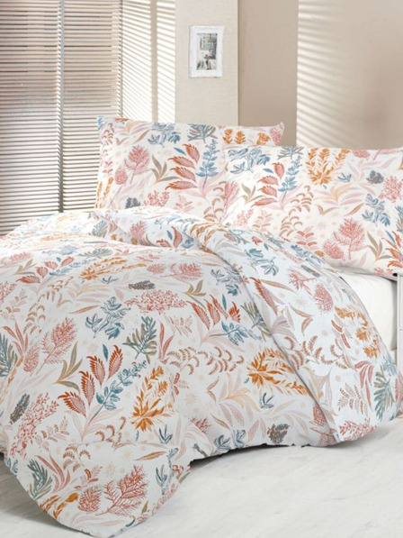 Kvalitex Saténové predĺžené posteľné obliečky Luxury Collection 140x220, 70x90cm Coral garden Kvalitex