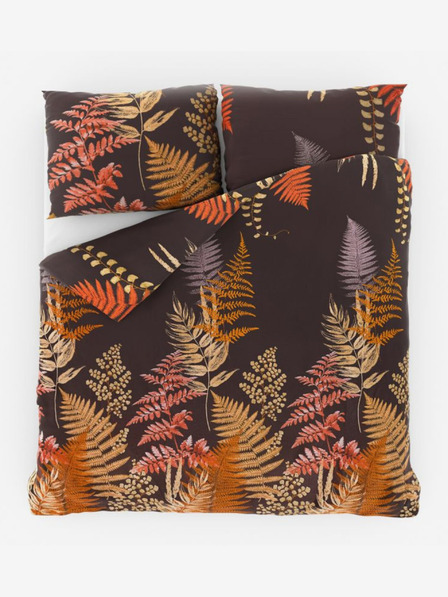 Kvalitex Saténové francúzske predĺžené posteľné obliečky Luxury Collection 1+2, 240x220, 70x90cm Kapradí hnedé Kvalitex