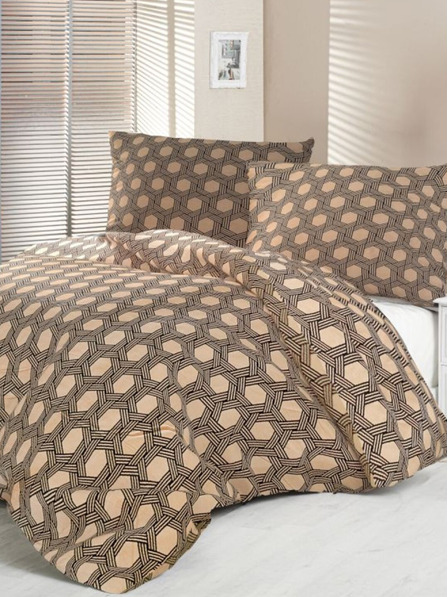 Kvalitex Saténové francúzske predĺžené posteľné obliečky Luxury Collection 1+2, 240x220, 70x90cm Carero béžové Kvalitex