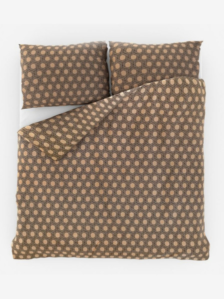 Kvalitex Saténové francúzske predĺžené posteľné obliečky Luxury Collection 1+2, 240x220, 70x90cm Carero béžové Kvalitex