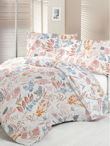 Kvalitex Saténové francúzske predĺžené posteľné obliečky Luxury Collection 1+2, 240x220, 70x90cm Coral garden Kvalitex