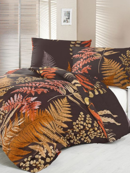Kvalitex Saténové predĺžené posteľné obliečky Luxury Collection 140x220, 70x90cm Papraď hnedé Kvalitex