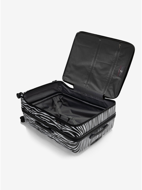 Heys Bielo-čierny cestovný kufor so zvieracím vzorom Heys EZ Fashion L Zebra