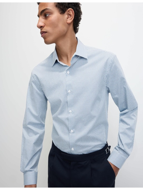 Marks & Spencer Košeľa z čistej bavlny, štandardný strih Marks & Spencer modrá