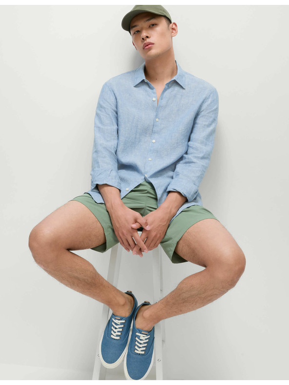 Marks & Spencer Košeľa z čistého ľanu Marks & Spencer modrá