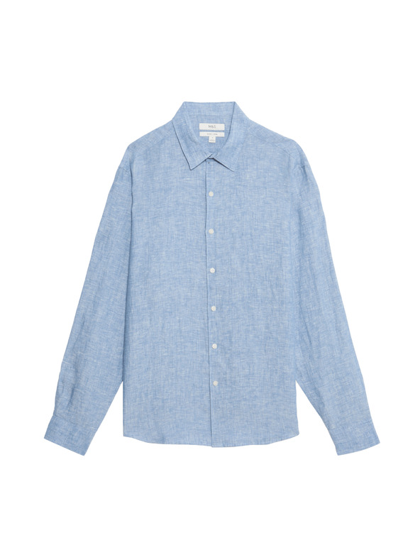 Marks & Spencer Košeľa z čistého ľanu Marks & Spencer modrá