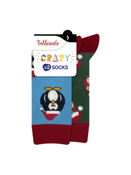 Bellinda CRAZY SOCKS 2x - Veselé ponožky 2 páry - svetlomodrá - zelená