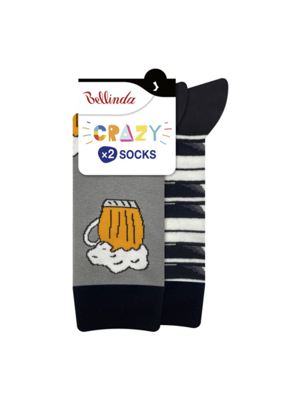 Bellinda CRAZY SOCKS 2x - Veselé ponožky 2 páry - čierna - biela