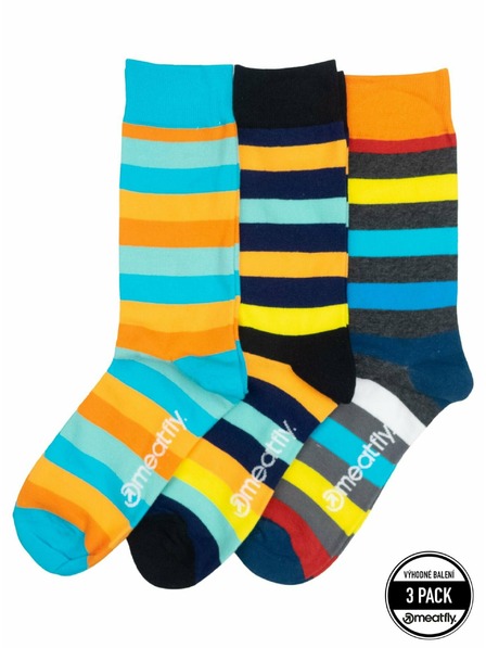 Meatfly Meatfly ponožky Lexy Triple Pack Orange Stripes | Multifarebná | Veľkosť
